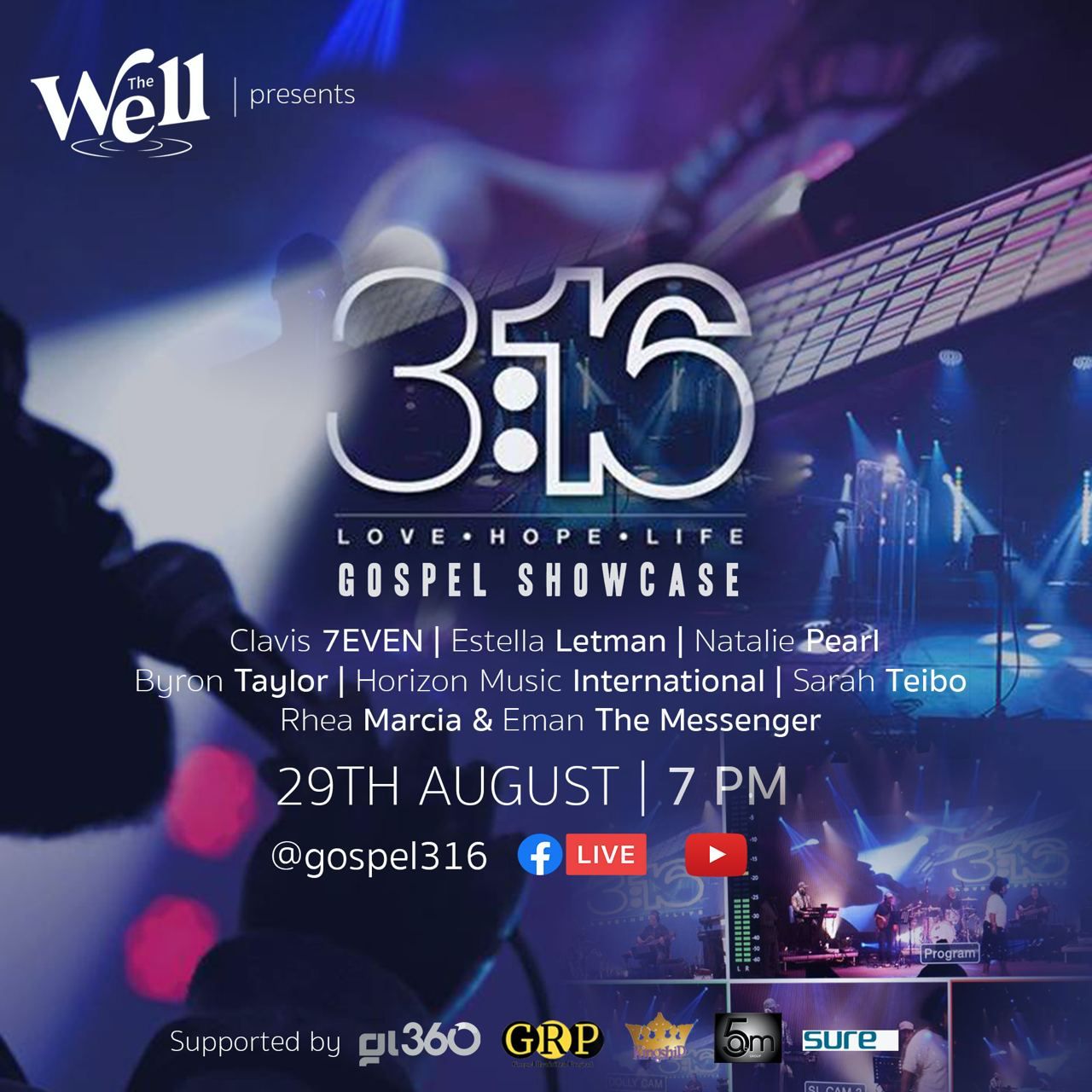 The 3:16 Gospel 'Live Stream' Showcase. Live - 29th August, 2021 